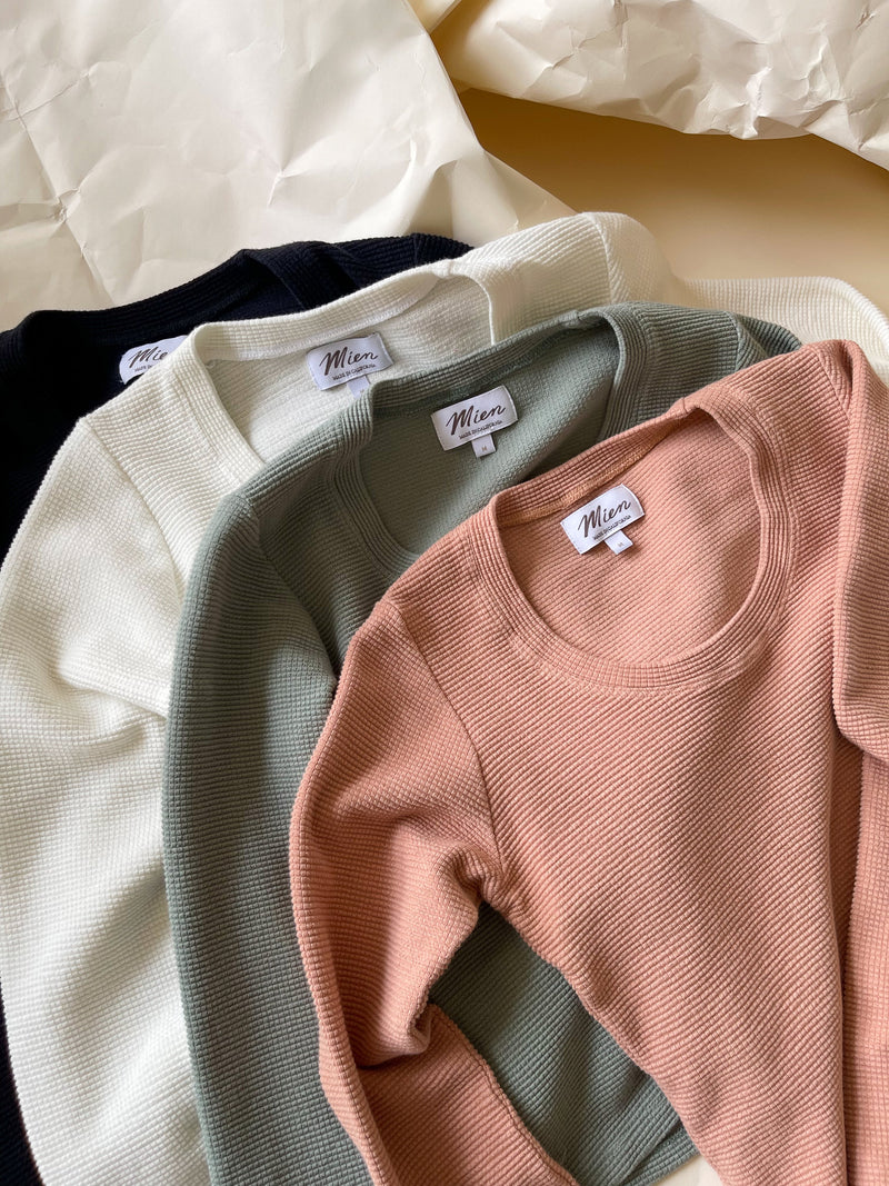 Marshmallow Thermal™️ Long Sleeve Waffle Top - Meadow