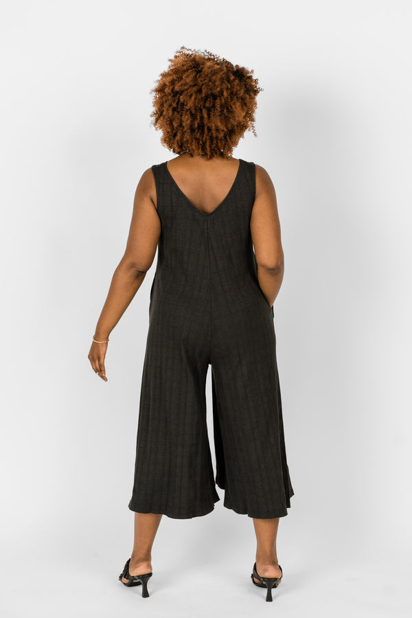 Willow Wide Rib Jumpsuit - Black Forest