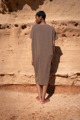 Kai Relaxed Organic Cotton Midi Dress - Dark Umber