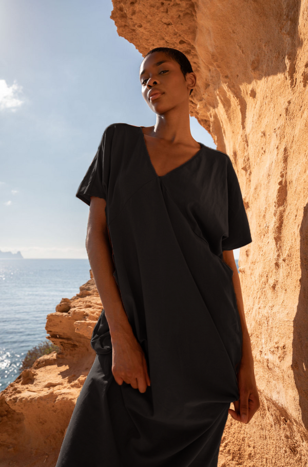 Kai Relaxed Organic Cotton Midi Dress - True Black