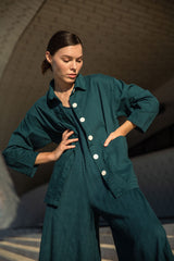 Painters Oversized Shirt Jacket - Rich Teal