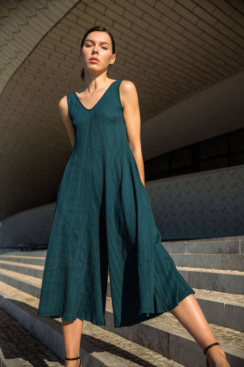 Willow Wide Rib Jumpsuit - Rich Teal