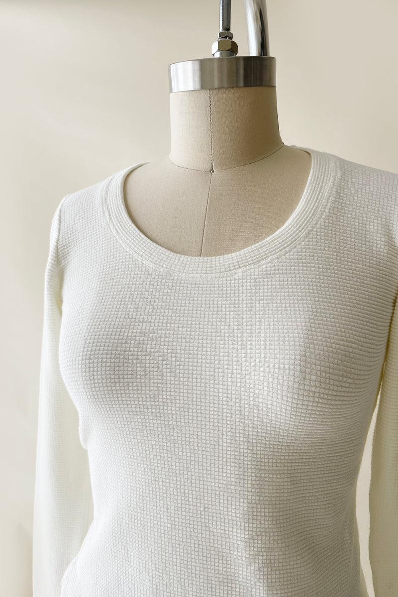 Marshmallow Thermal™️ Long Sleeve Waffle Top - Cream White