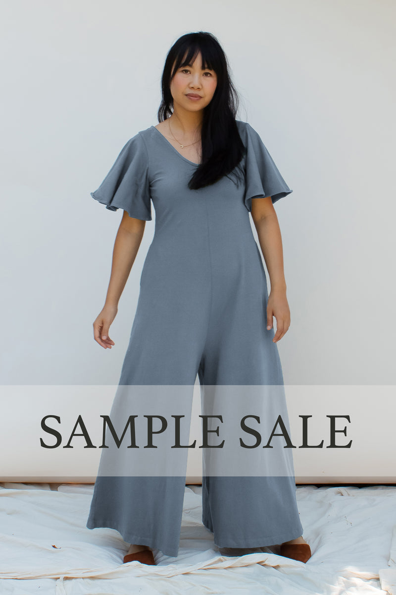 SAMPLE SALE | Villa Flutter Sleeve Jumpsuit - Dusty Blue