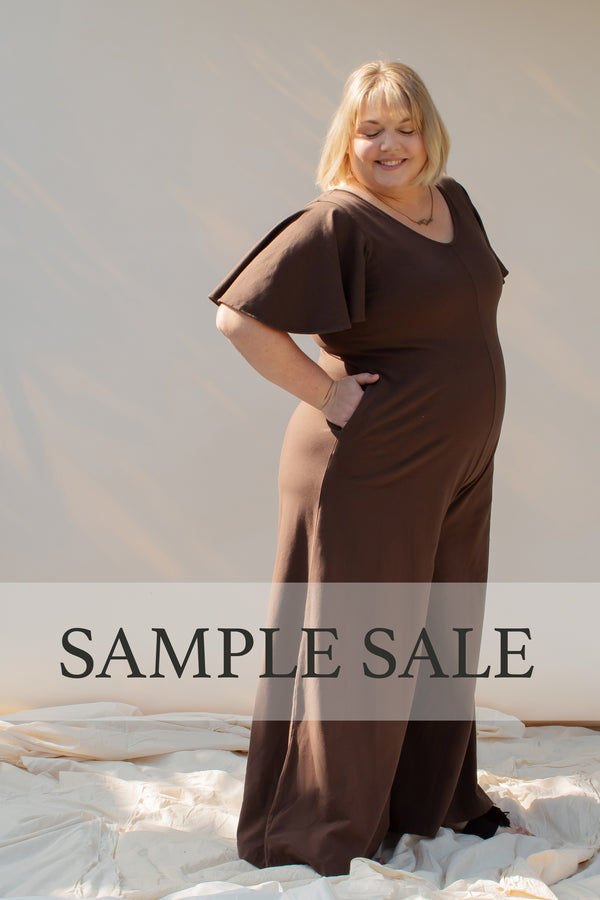 SAMPLE SALE | Villa Flutter Sleeve Jumpsuit - Espresso