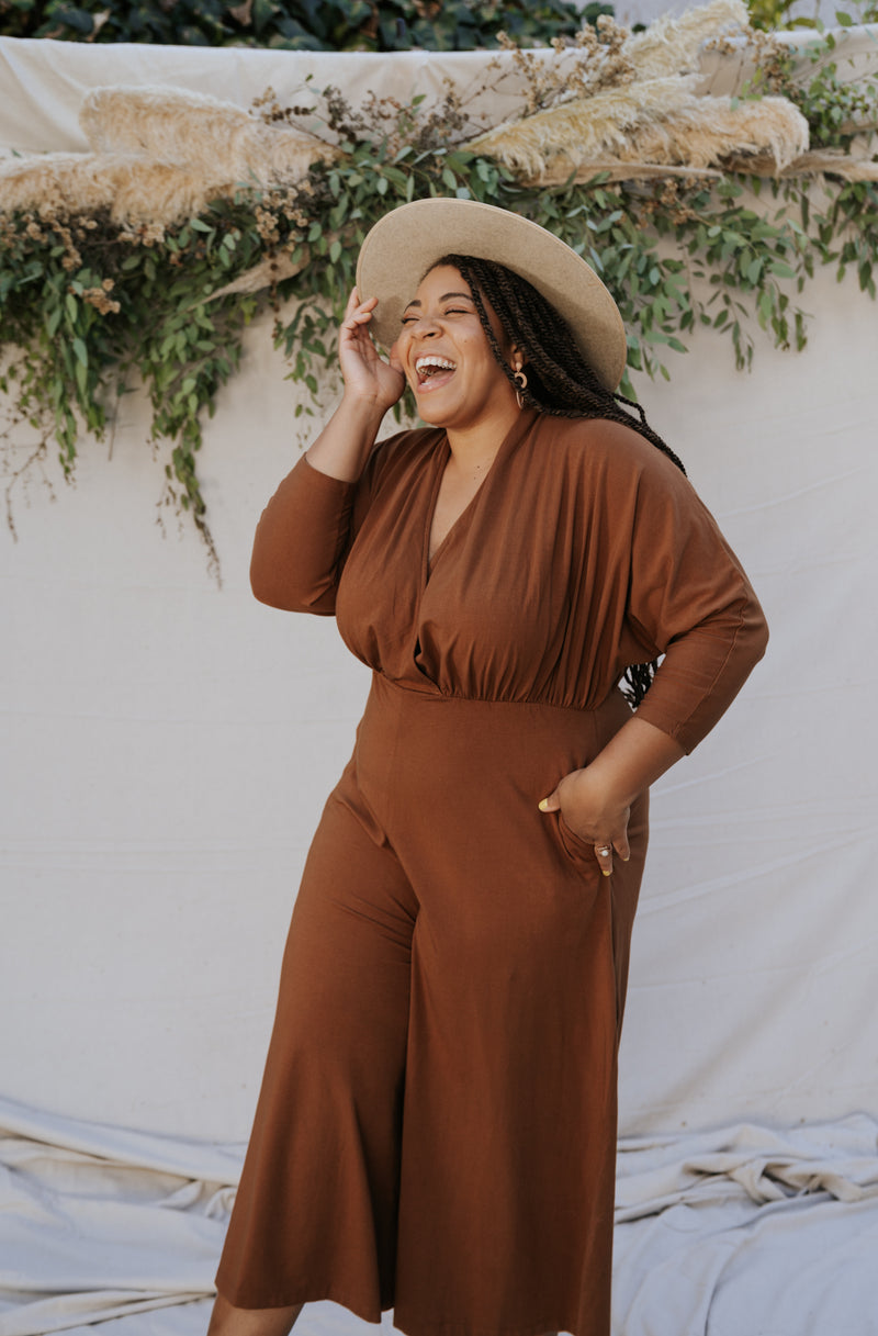 SAMPLE SALE | Sedona Dolman Sleeve Jumpsuit - Saddle Brown